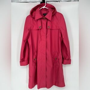 LANDS’ END HOODED TRENCH COAT‎ PRETTY IN PINK! QUALITY MADE, LINED